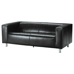Sofa - black split leather rental New York, NY