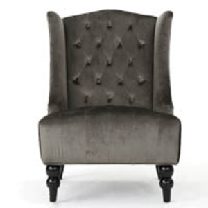 Gray velvet wingback chair rental Dallas-Ft. Worth, TX