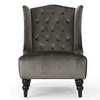 Gray velvet wingback chair rental in Dallas-Ft. Worth, TX