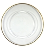 White china with gold band charger rental in Houston, TX
