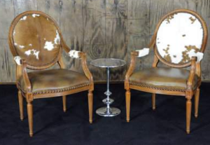 Round cow print chair rental San Antonio, TX