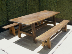 8′ x 34″ Vineyard Trestle Table w/ Benches rental Los Angeles, CA