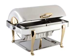 Gold Accent Stainless Steel Chafer Roll Top  rental Los Angeles, CA