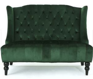 Green Tufted Loveseat rental Atlanta, GA