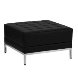 Black Leather Ottoman rental Denver, CO