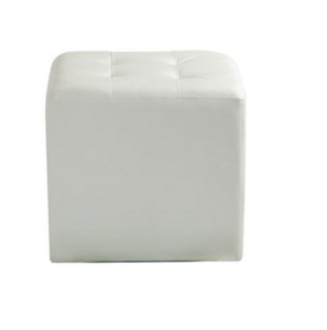 White Leather Ottoman rental Denver, CO