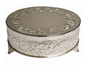 Round Silver Cake Stand rental Denver, CO