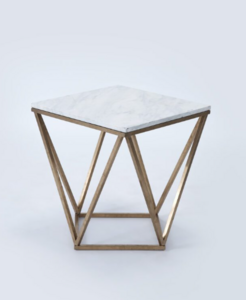 White and Gold Modern Side Table rental Denver, CO