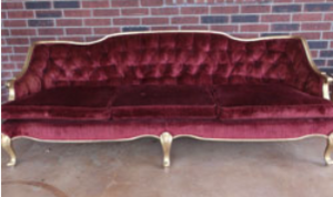 Red Velvet Couch rental Denver, CO