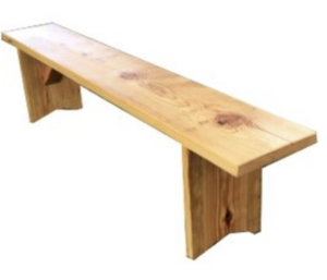 Natural wood bench rental Denver, CO