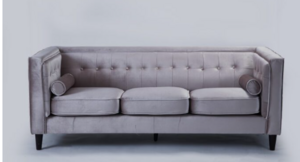 Blush Velvet Sofa rental Denver, CO