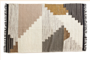 Wool Black and Tan Medium Rug rental Los Angeles, CA