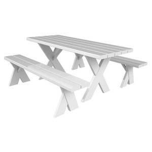 White picnic table and benches rental Los Angeles, CA