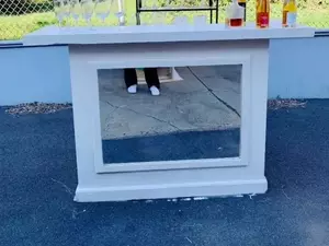 White Wood Folding Bar with Mirror rental Westchester, NY
