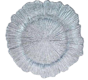 13" Silver Star Glass Charger rental Dallas-Ft. Worth, TX