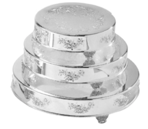 22" Rose Accented Silver Round Cake Platter rental Dallas-Ft. Worth, TX