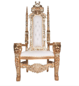 Ivory and Gold Throne Chair rental Las Vegas, NV
