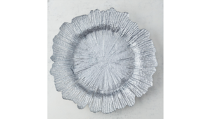 Silver Leaf Glass Charger rental Houston, TX