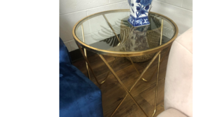 Glass & Gold End Table rental Denver, CO