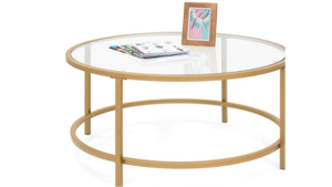 Gold Glass Coffee Table rental Denver, CO