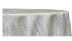 120" Round Allure Jacquard- Ivory Linen rental Houston, TX
