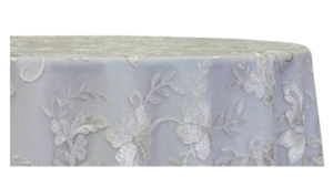 120" Round Claire Lace White Linen rental Houston, TX