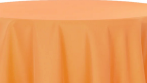 120" Round Orange Poly Linen rental Houston, TX