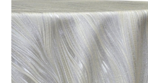 132" Round Allure Jacquard- Ivory Linen rental Houston, TX