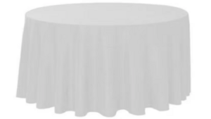 132" White Poly Linen rental Houston, TX