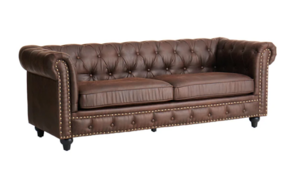 Faux Brown Leather Sofa rental Houston, TX