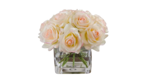 Faux Ivory/Pink tip Rose Arrangement rental Houston, TX