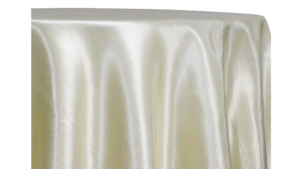 Ivory Shantung Satin 120" linen rental Houston, TX