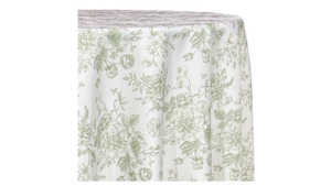 Round French Toile Linen- Sage Green rental Houston, TX