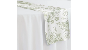 Sage Green French Toile Runner rental Houston, TX