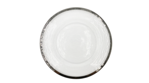 Silver Rimmed Glass Charger rental Houston, TX