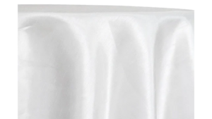 White 120" Round Shantung Satin rental Houston, TX