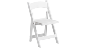 White Padded Resin Folding Chair rental Houston, TX
