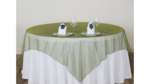 90 x 90 Overlay Organza Moss Green rental Fresno-Armona, CA