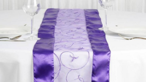 Table Runner Embroidered Swirl Purple rental Fresno-Armona, CA