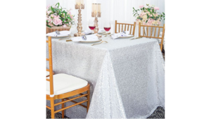 90 x156 Table Drape Silver Sequin rental Fresno-Armona, CA