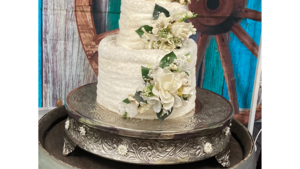 Dessert Silver Round Cake Stand rental Fresno-Armona, CA