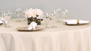 Linen Round 90 Tan rental Fresno-Armona, CA