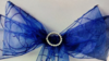 Chair Tie Organza Swirl Navy Blue rental in Fresno-Armona, CA