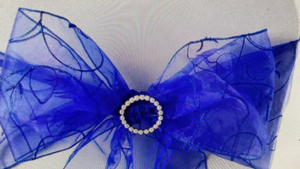 Chair Tie Organza Swirl Royal Blue rental Fresno-Armona, CA