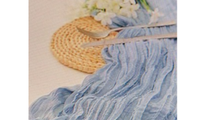 Cheesecloth Runner Dusty Blue rental Fresno-Armona, CA