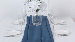 Table Runner Navy Blue Polyester rental Fresno-Armona, CA