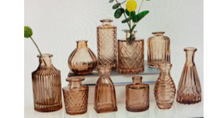 Vase Amber Mini Vases 10 count set rental Fresno-Armona, CA