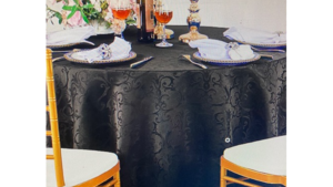 132 Round Black Floral Damask rental Fresno-Armona, CA