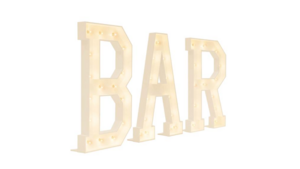 Signage Metal individual letters BAR rental Fresno-Armona, CA