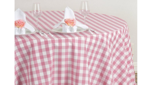 108 Round polyester rose checkered rental Fresno-Armona, CA